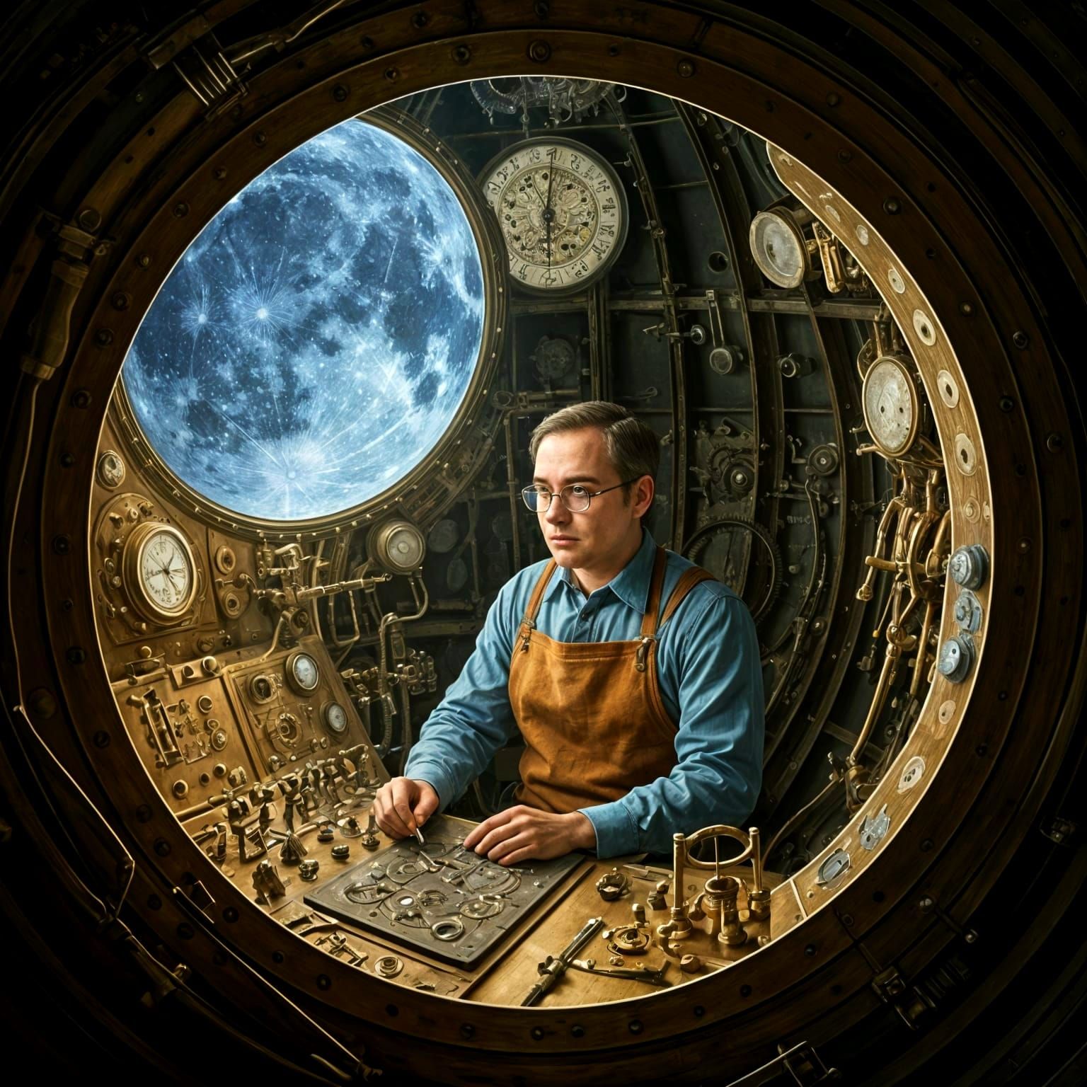 Mechanical Moon Operator in Hyperrealistic Style