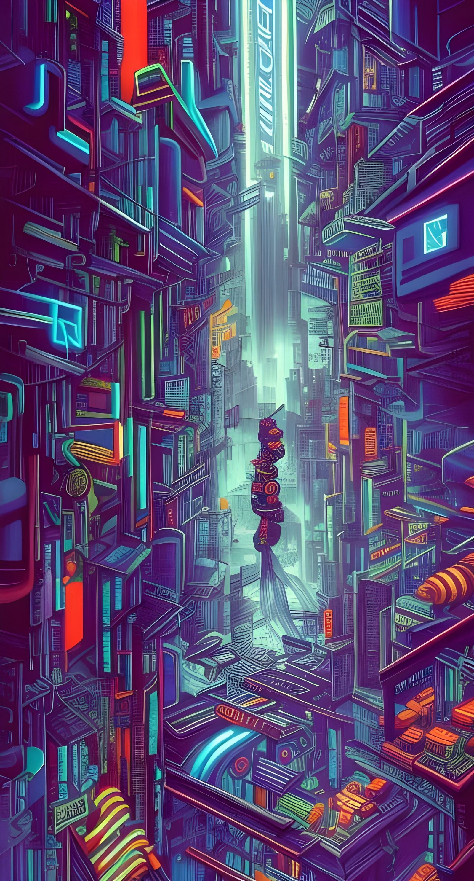 Neon Cyberpunk Cityscape in a Futuristic Style
