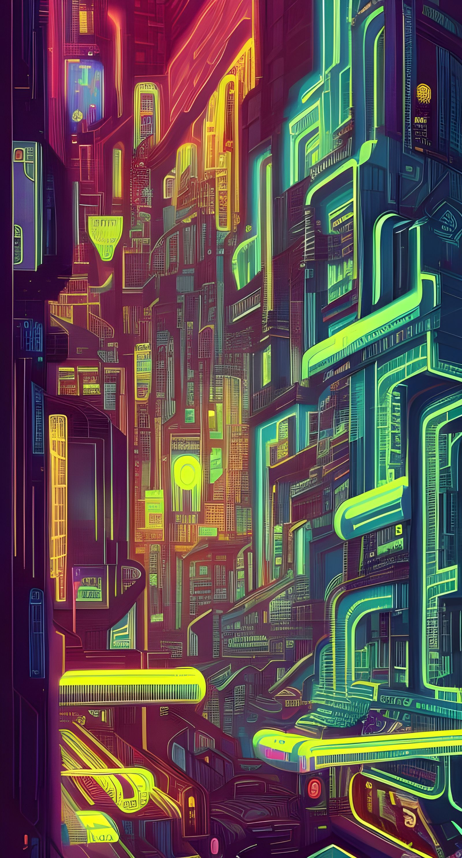 Cyberpunk Cityscape in Neon Style