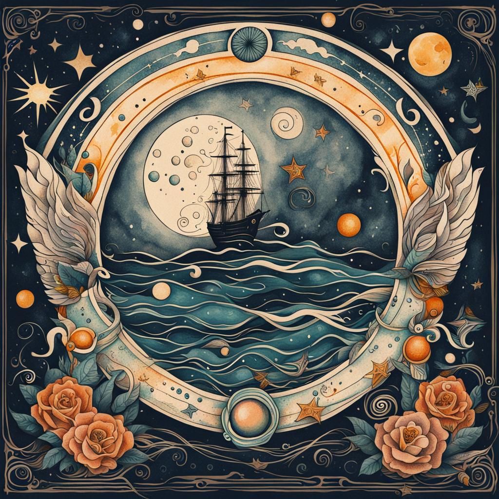 Vintage Sailor Tattoo Art in Dark Fantasy Style
