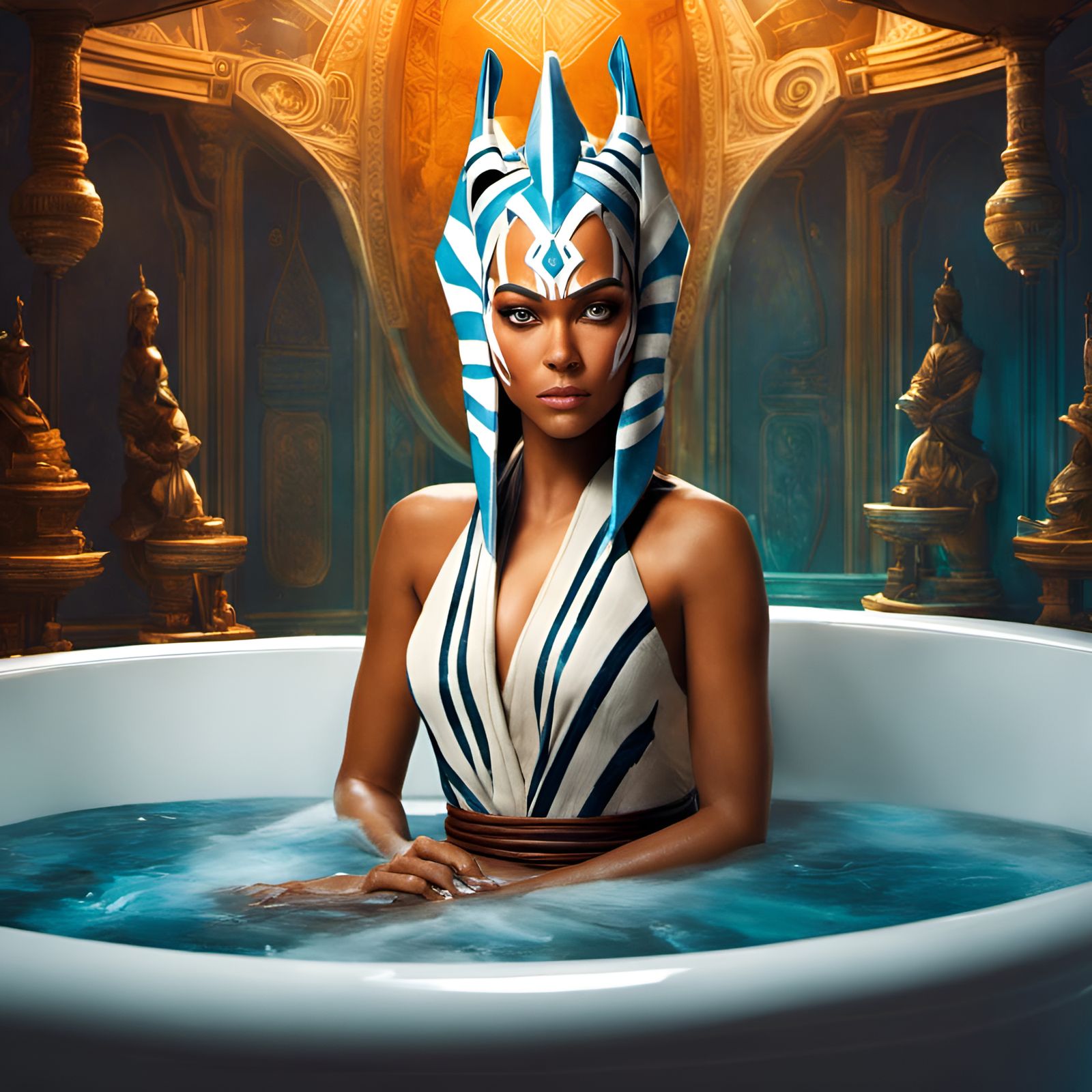 Ahsoka Tano Portrait in Bathtub, Fantasy Art