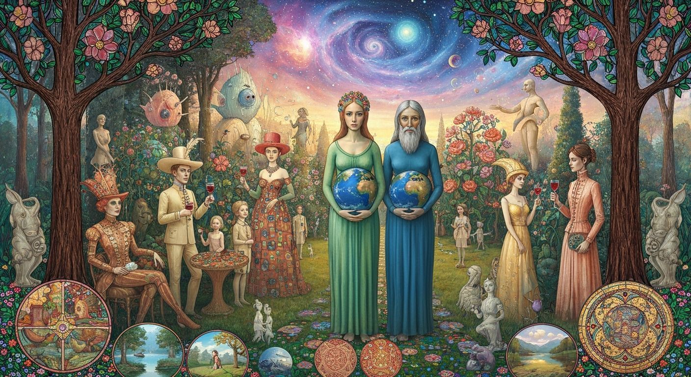 Surreal Garden Party in Dreamlike Fantasy Style