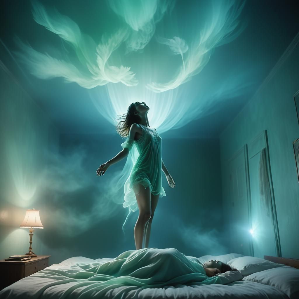 Ethereal Soul Ascends in Surrealist Dreamscape