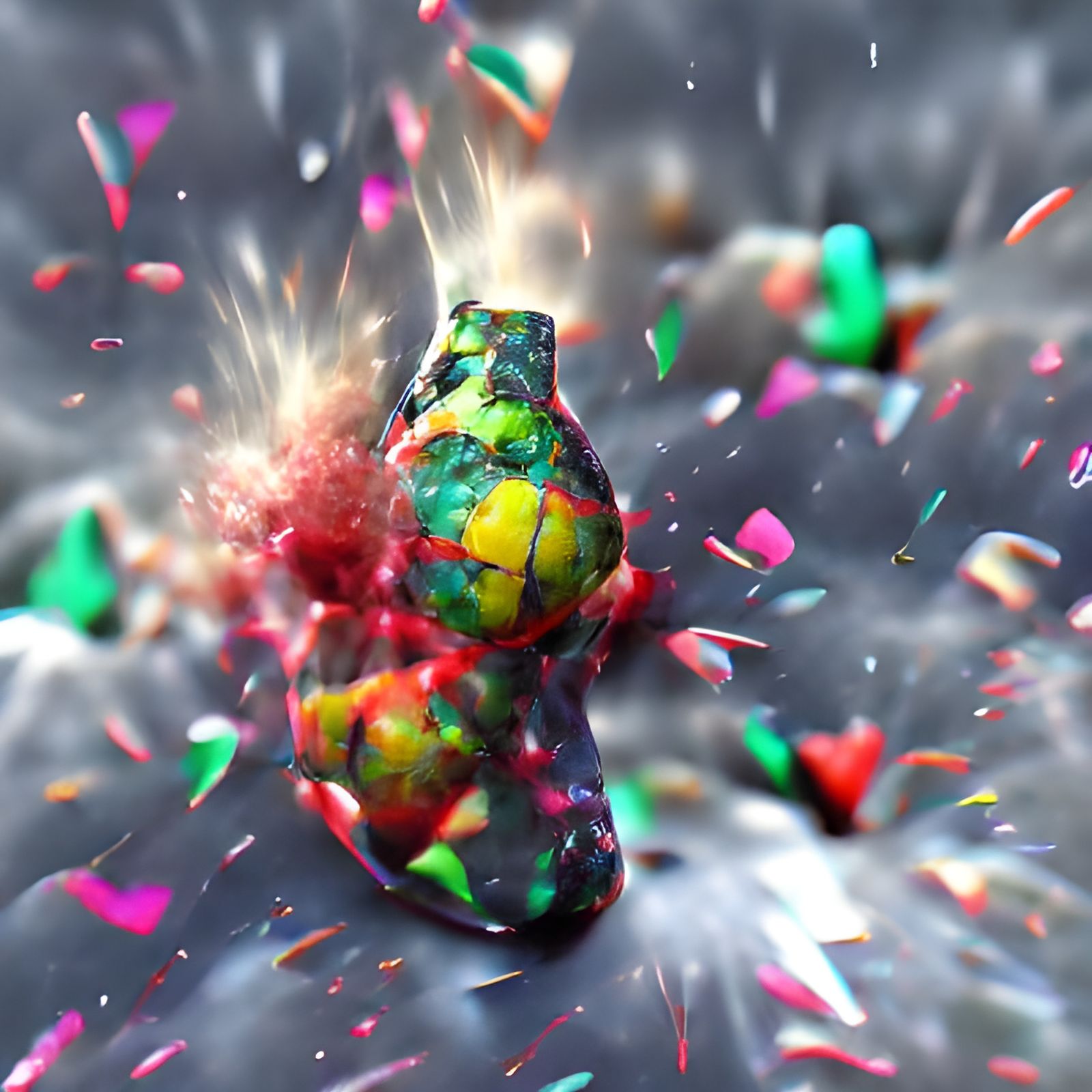 Confetti Grenade Explosion in Vibrant Colors