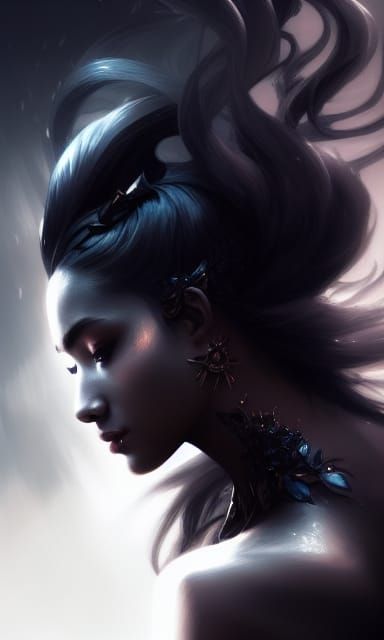 Elegant Dark Warrior Portrait with Dynamic Lighting