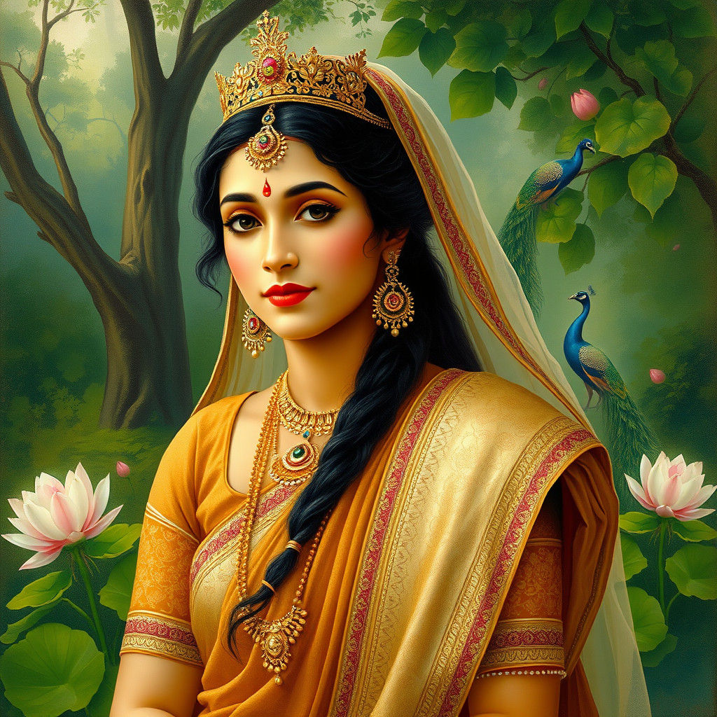 Radha Rani Portrait in Traditional Indian Style