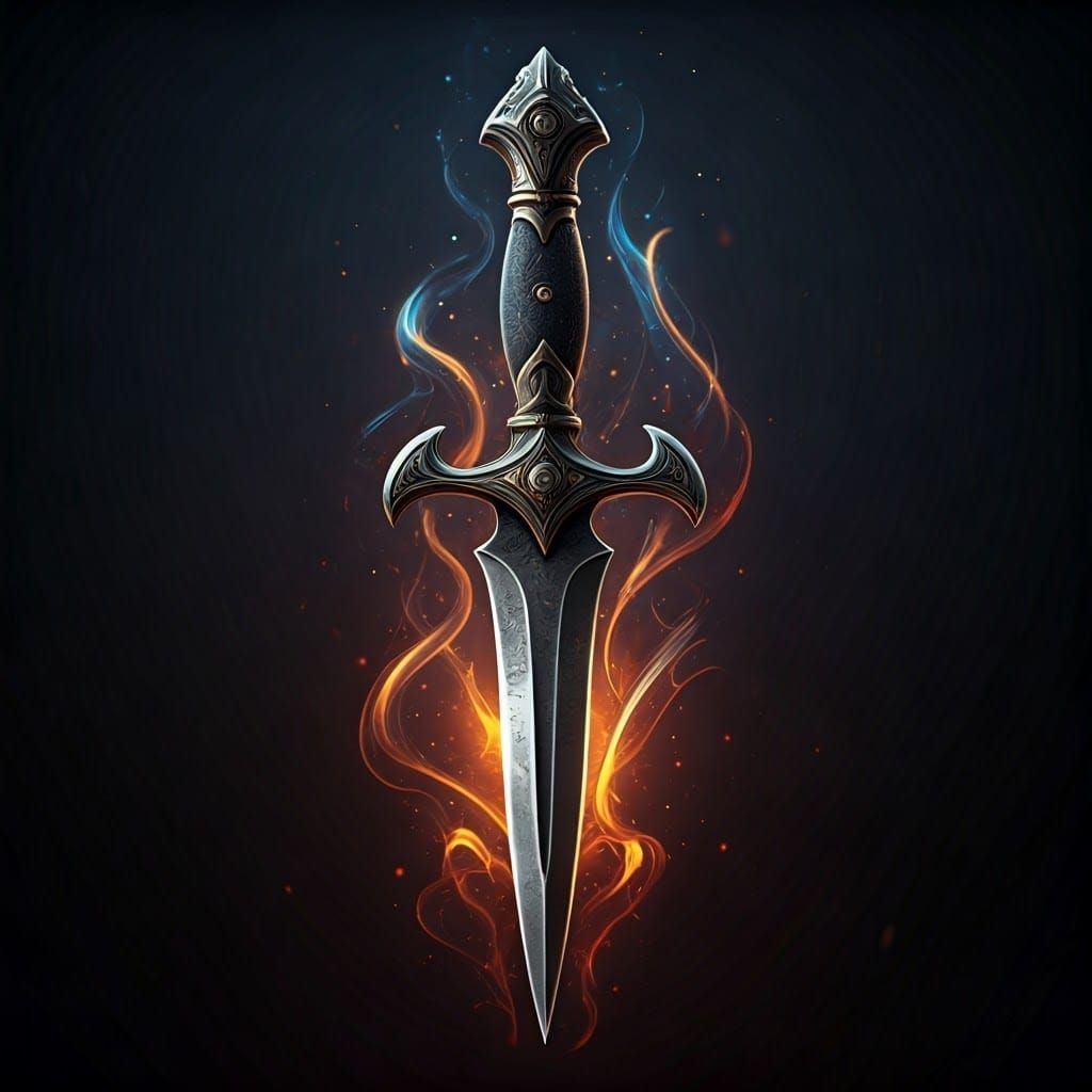 Ornate Dagger with Dramatic Lighting, Digital Art