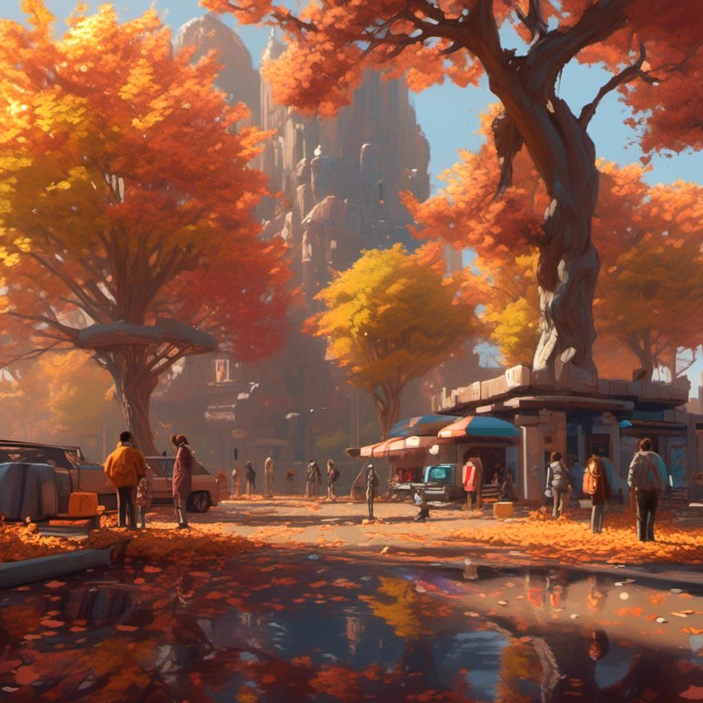 Mimics Disguised as Park Equipment on Fall Morning