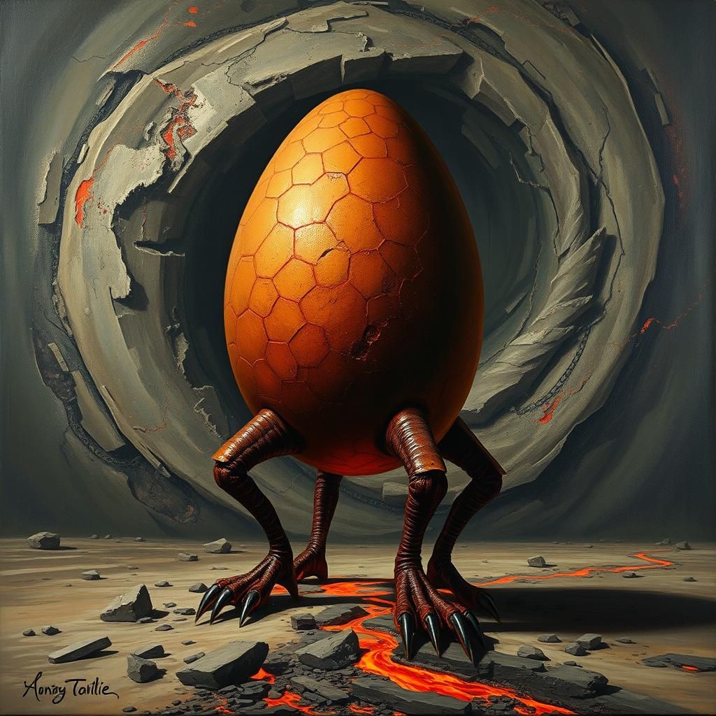 Mutated Egg on Vacation in Impasto Style