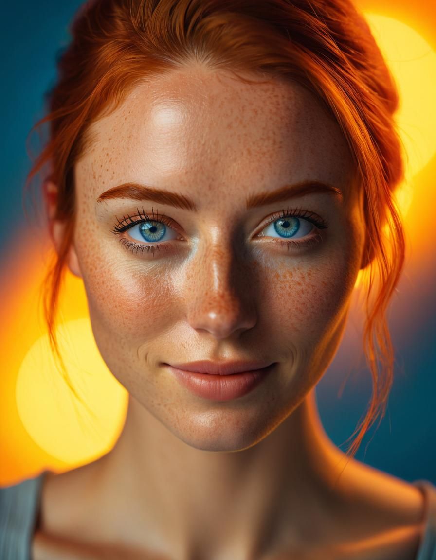 Blue-Eyed Woman Portrait in Hyperrealistic Style
