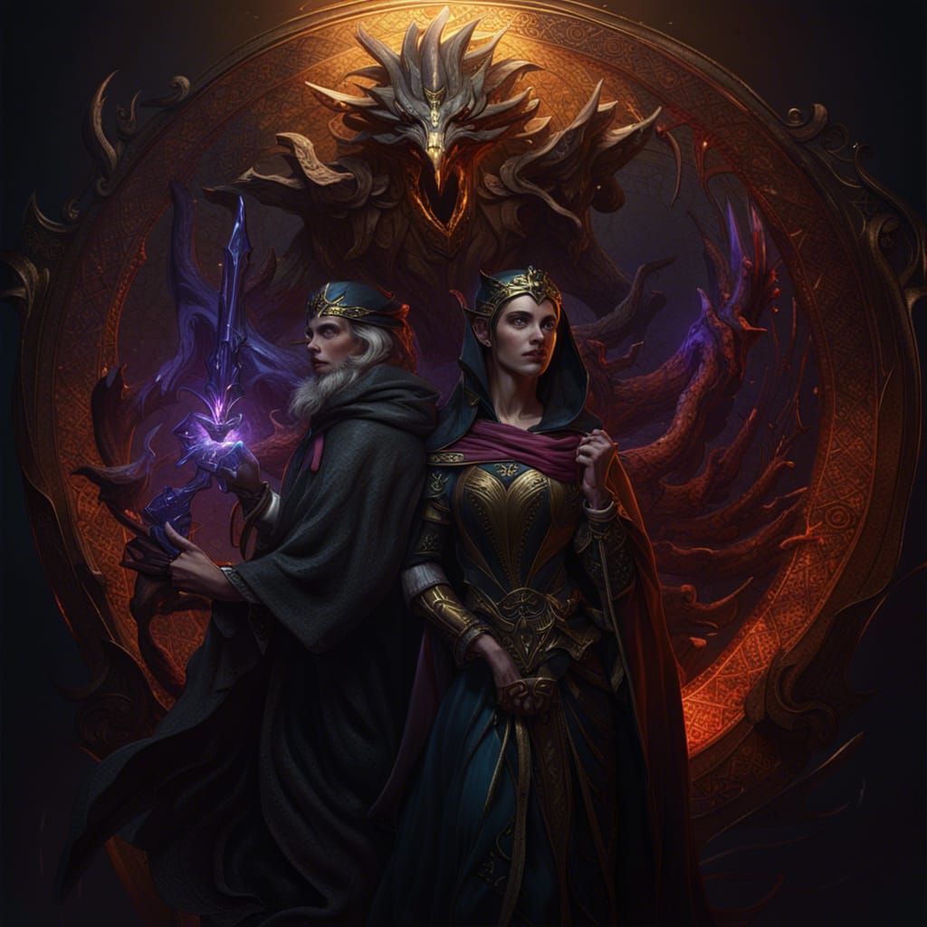 Merlin and Morgana: Dark Fantasy Art Nouveau