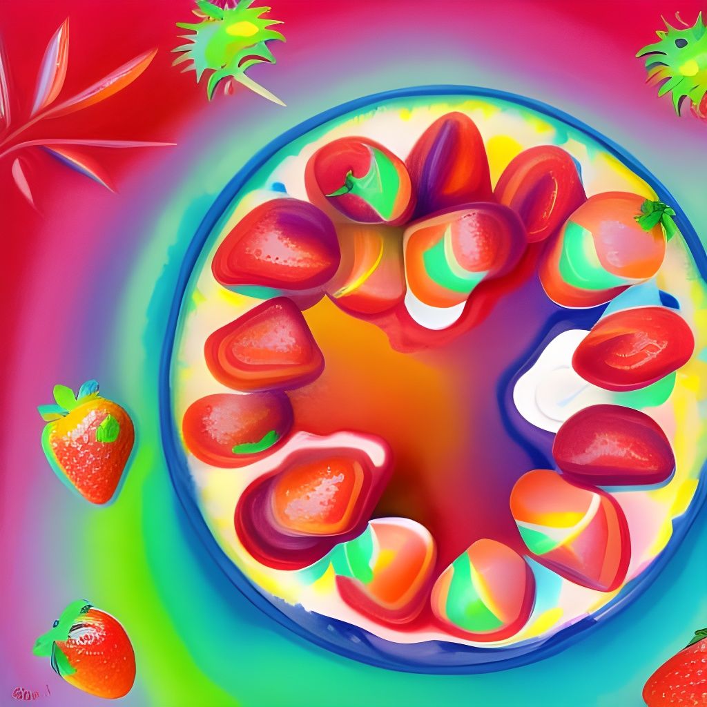 Vibrant Candyland Dessert Wonderland with Swirling Gouache C...