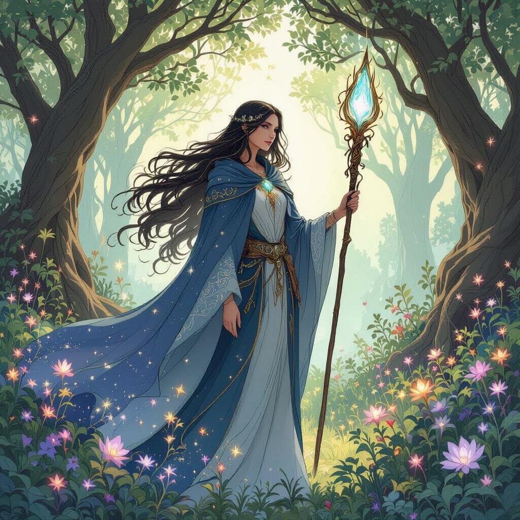 Enchanting Sorceress in Art Nouveau Style