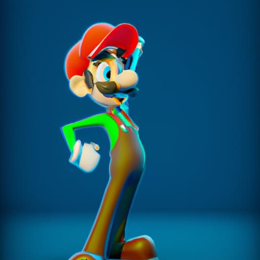 Tall Skinny Mario: Pixar-Style 3D Digital Art
