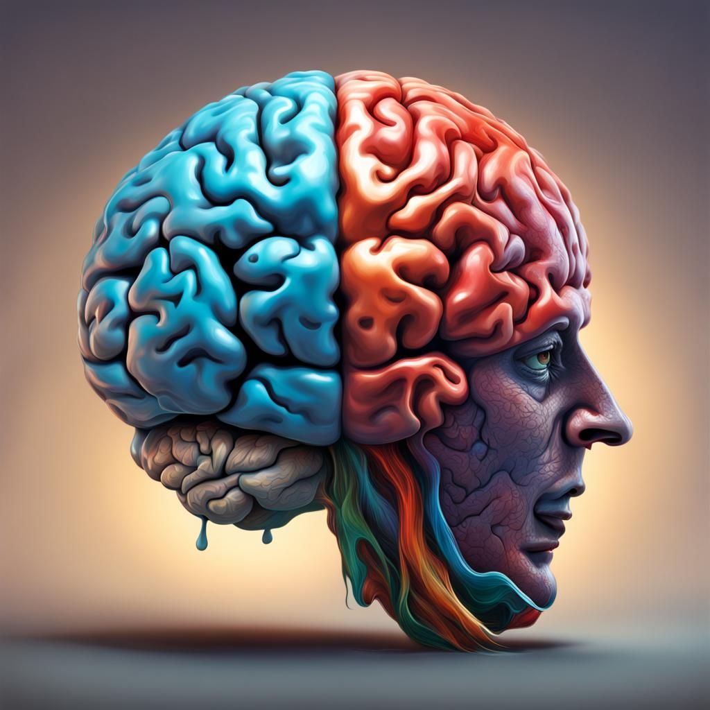 Hyperrealistic Brain in Splash Art Style