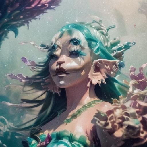 Underwater Mermaid Portrait in Digital Art Style