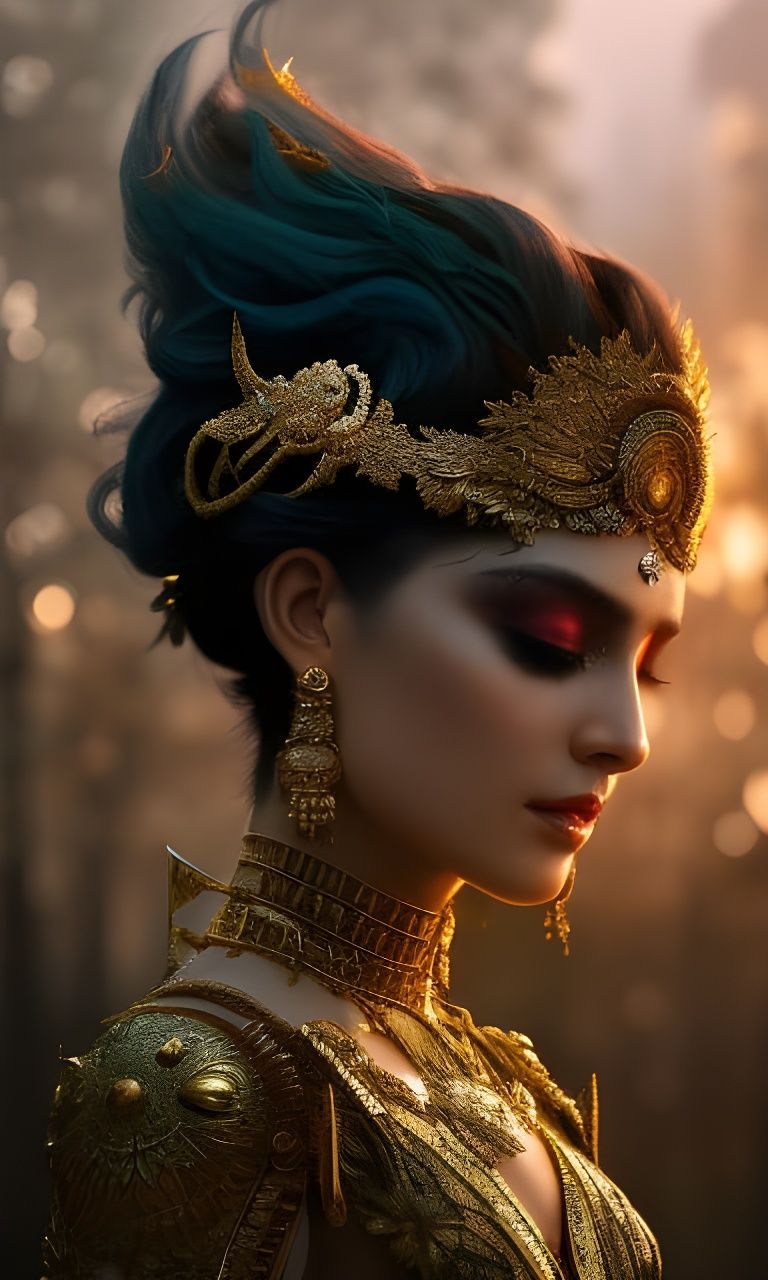 Elaborate Fire Goddess in Digital Art Style