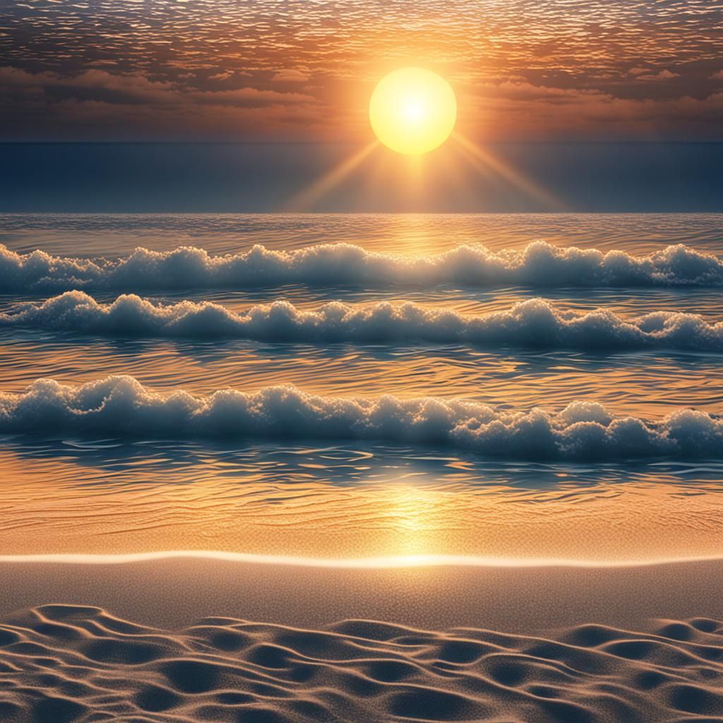 Hyperrealistic Sunrise Over a Peaceful Beach