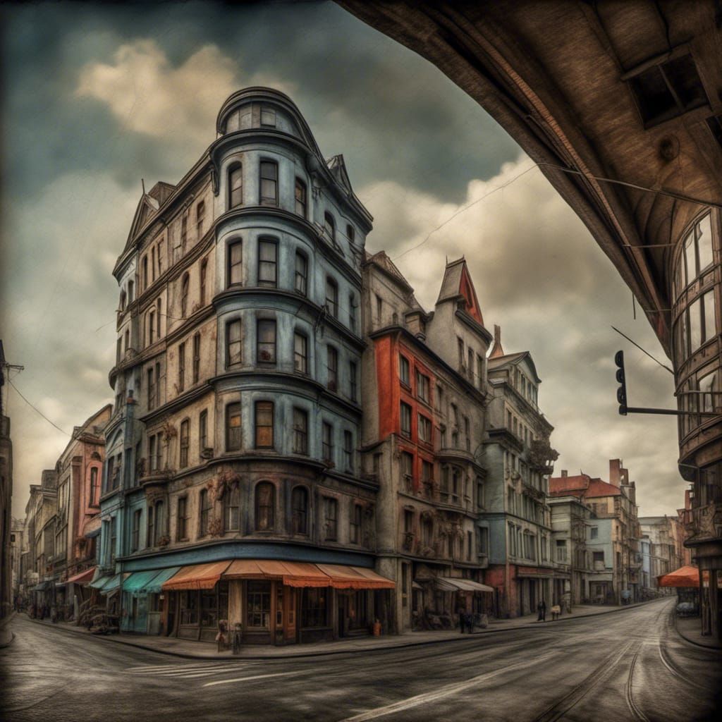 Polychromatic Cityscape: Abstract Blending in Matte Painting