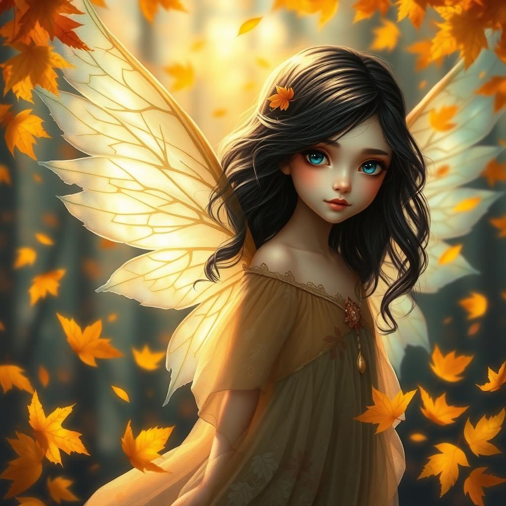 Ethereal Autumn Fairy in Mystical Forest