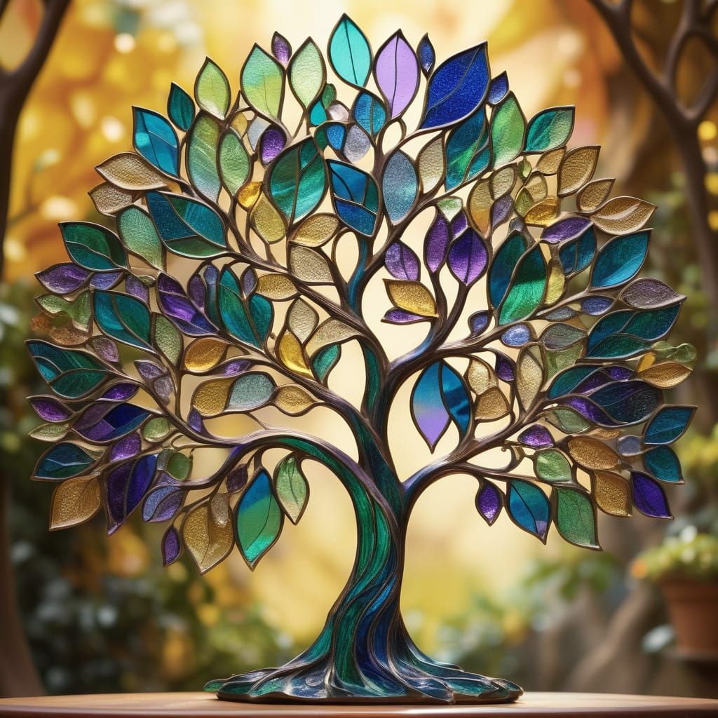Stained Glass Tree in Vibrant Colors