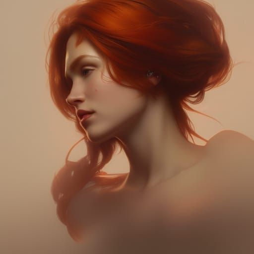 Redhead Woman Portrait in Detailed Concept Art Style