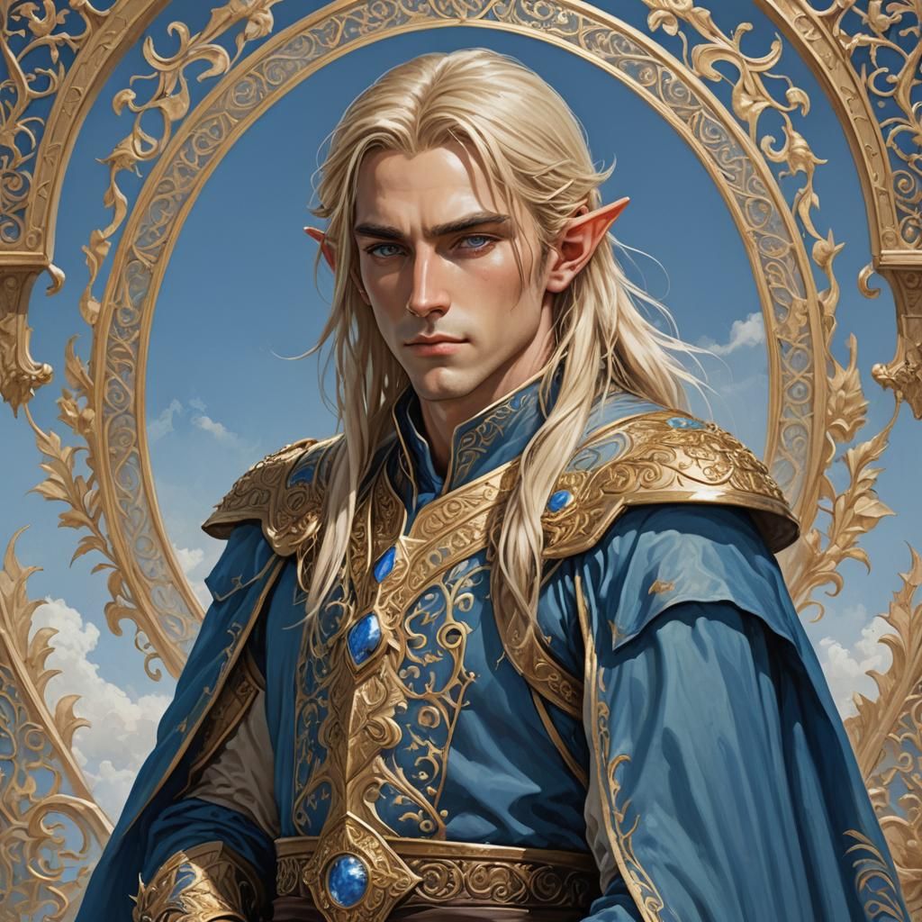 Blond High Elf Soldier in Ethereal Fantasy Style