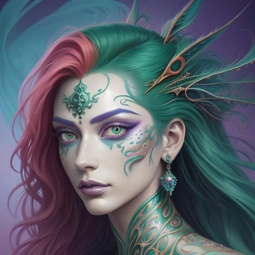 Dragon Woman Portrait in Surreal Digital Art Style