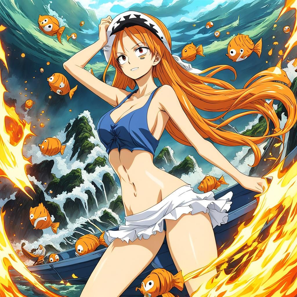 Nami in Swimsuit: Anime Key Visual Style