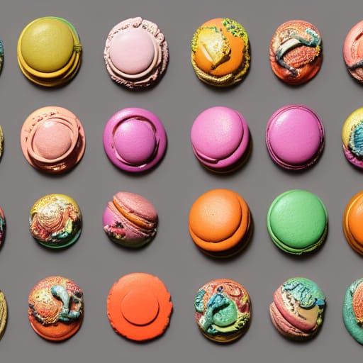 Colorful Baroque Macarons in Digital Art Style