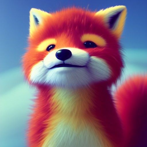 Cute Baby Fox with Fluffy Fur in 3D Animation