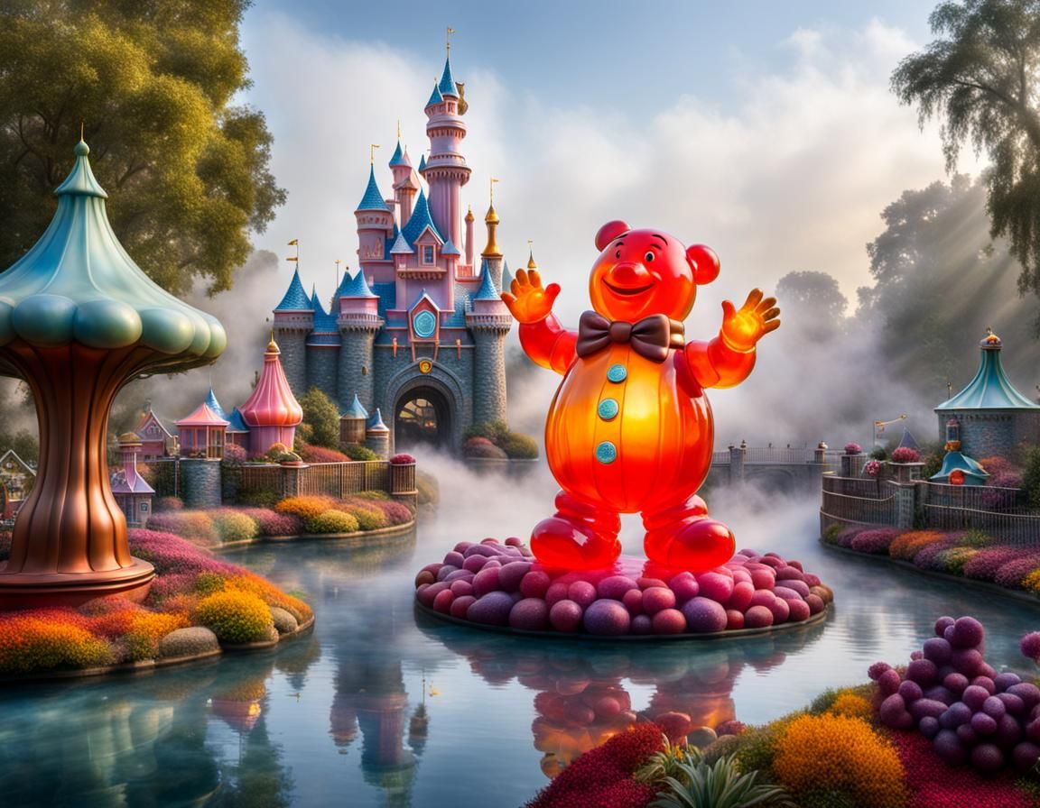Giant Jelly Baby Sculpture at Disneyland: Kinkade Style