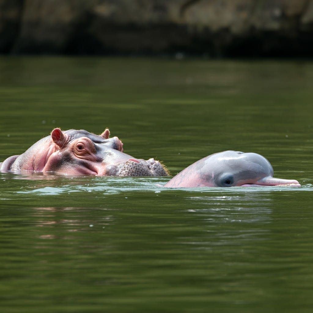 Pink Hippo and Dolphin Chat About Humans