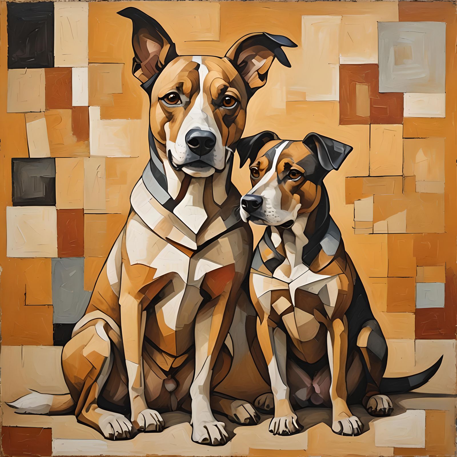 Cubist Painting: A Dog and Its Master
