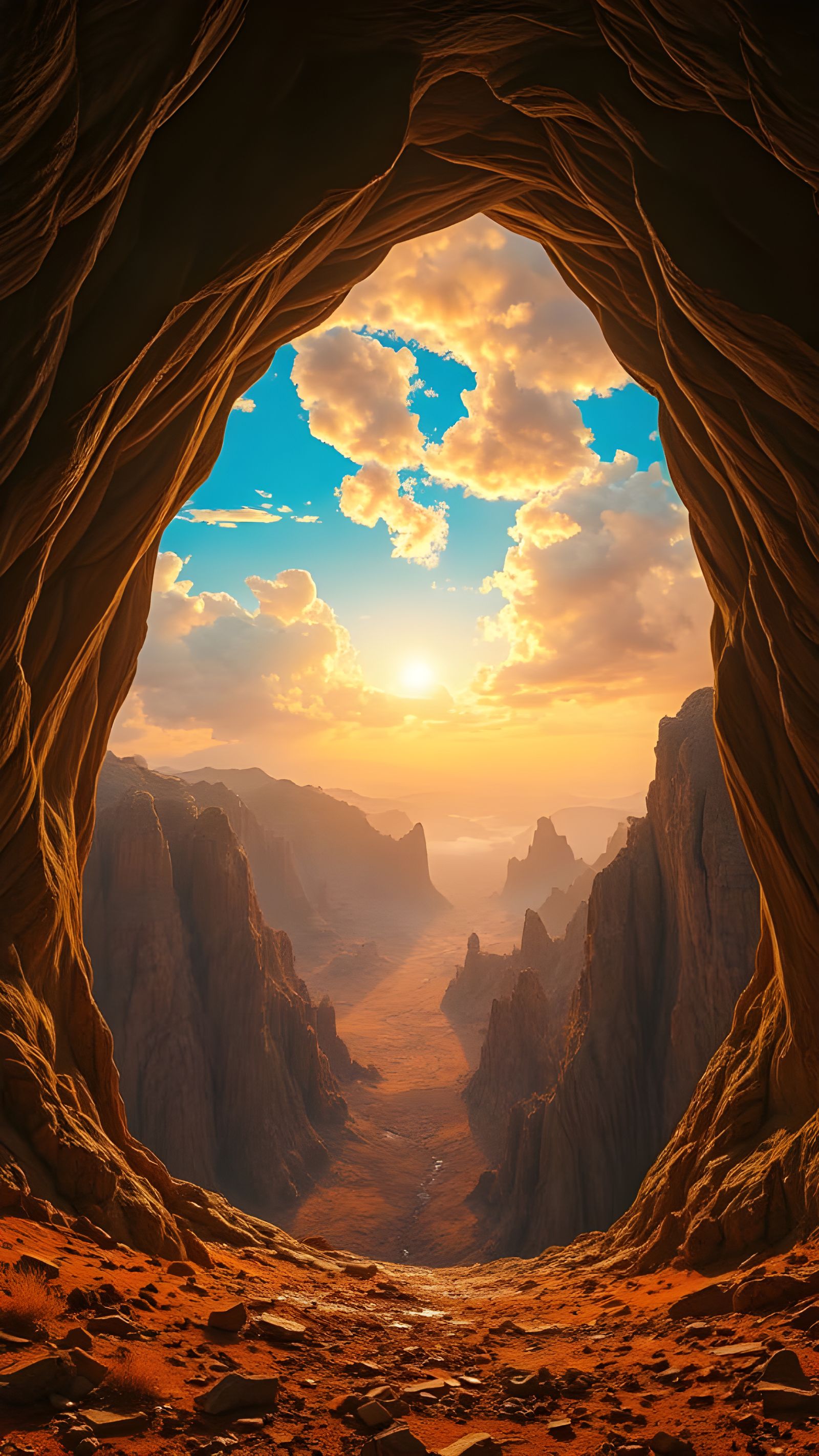 Dramatic Cave View Overlooking a Stunning Valley