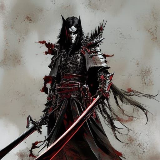 Undead Samurai Warrior in Gothic Graphic Novel Style