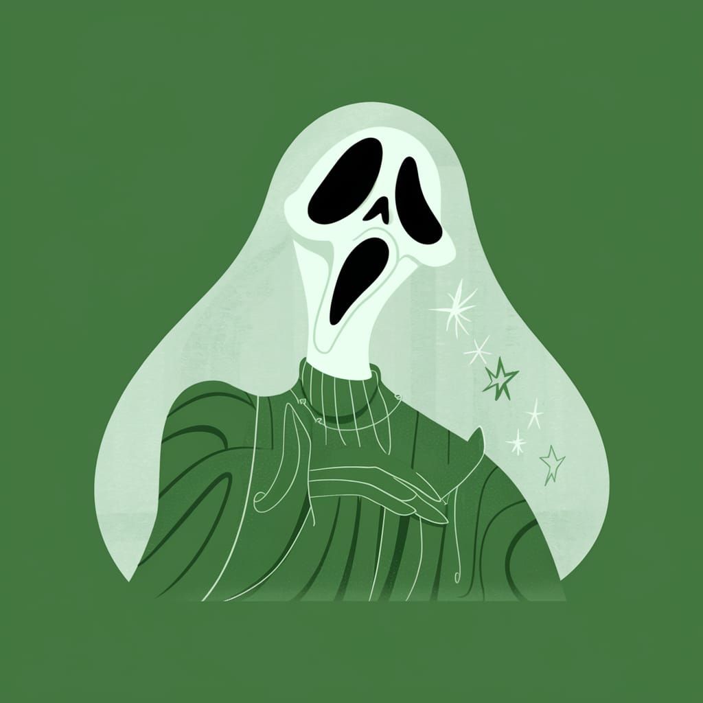 Abstract Green Ghost in Ultraminimalist Style