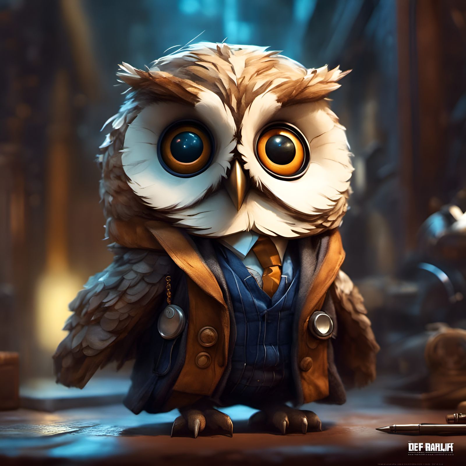Chibi Owl as Doctor Who, Detailed 3D Render