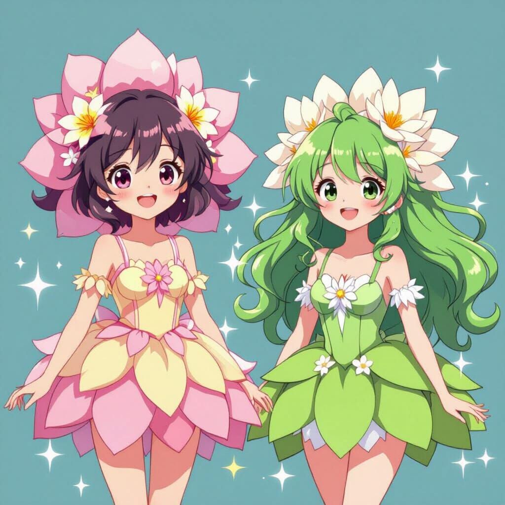 Adorable Anime Character Inspired by Posie or Water Lily