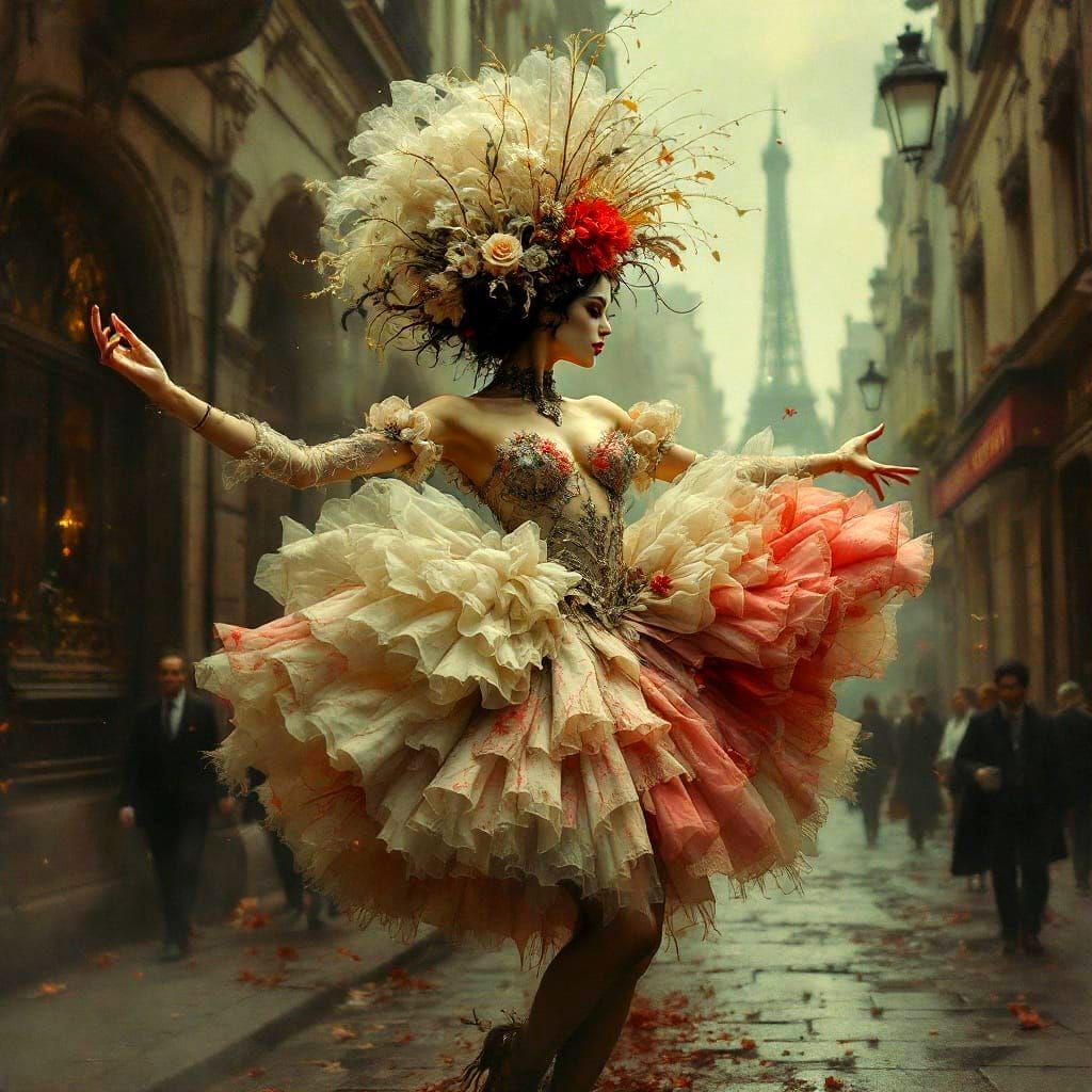 Surreal French Cancan in Baroque Belle Epoque Style