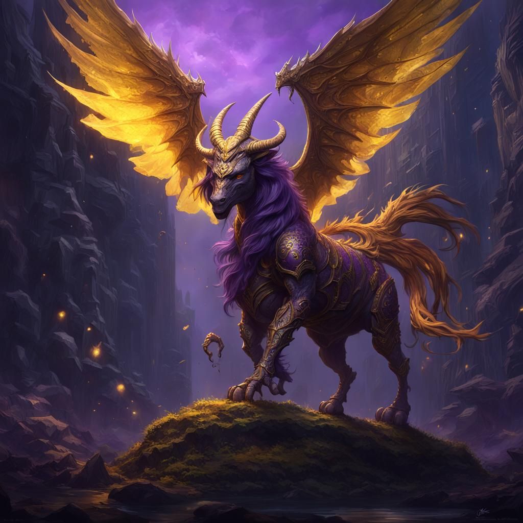 Dark Fantasy Mythical Creature: Hyperdetailed Splash Art
