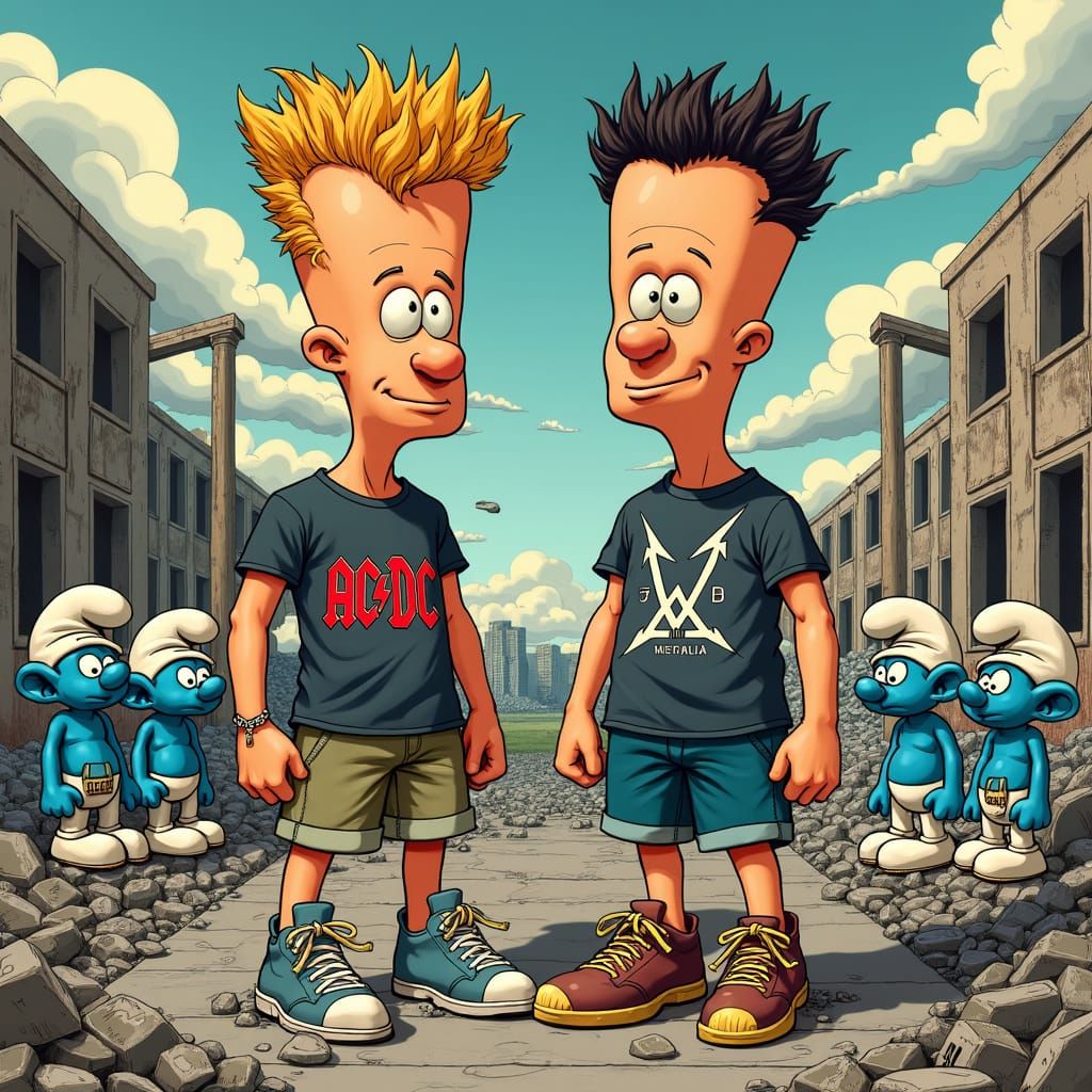 Beavis and Butt-Head in Dystopian Landscape