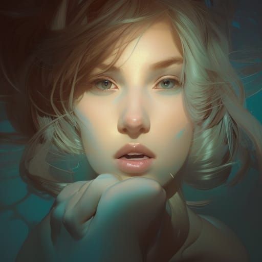 Detailed Portrait of Woman with White Hair