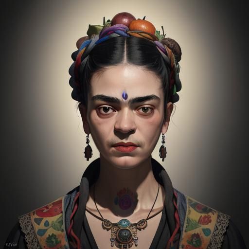 Frida Kahlo Skull Still Life: Digital Art