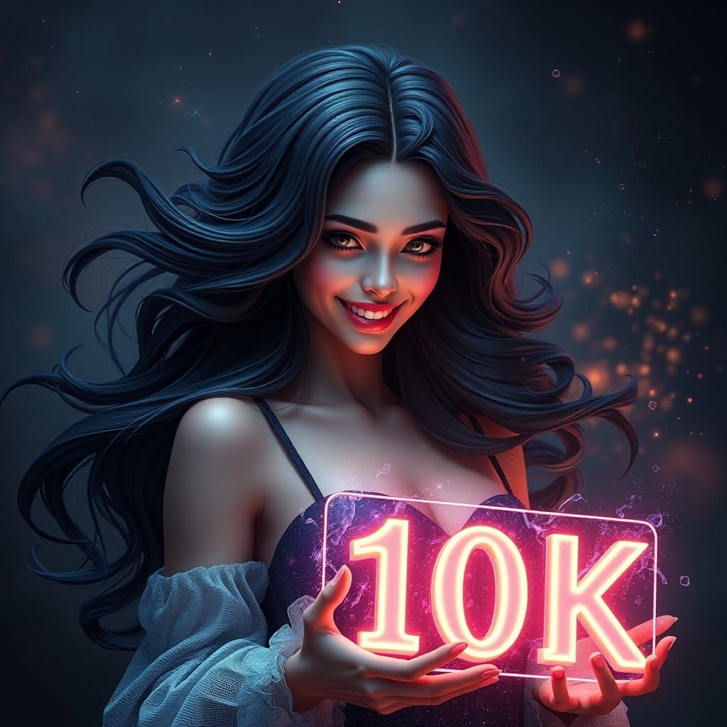 Ethereal Goddess Celebrates 10K Likes in a Cosmic Nebula Dre...