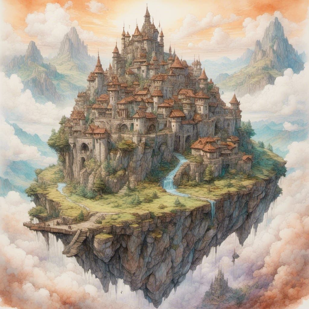 Floating Stone Castle in the Sky