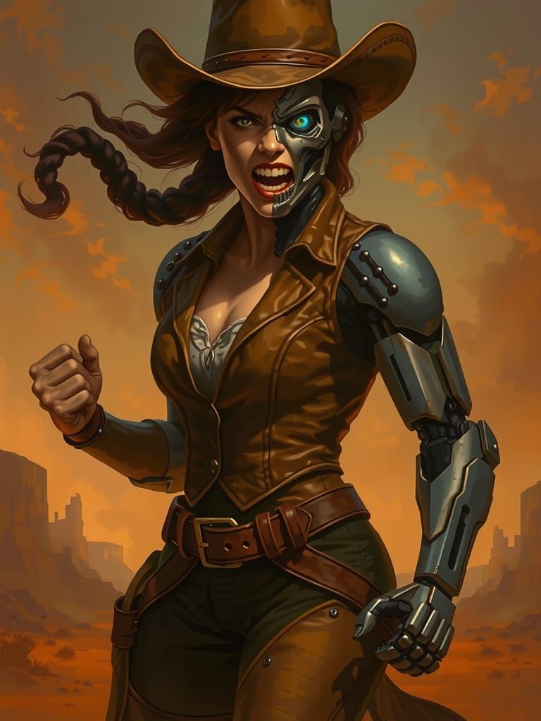 Cybernetic Cowgirl Rides the Wasteland