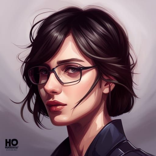 Detailed Portrait of Brunette with Art Nouveau Elements