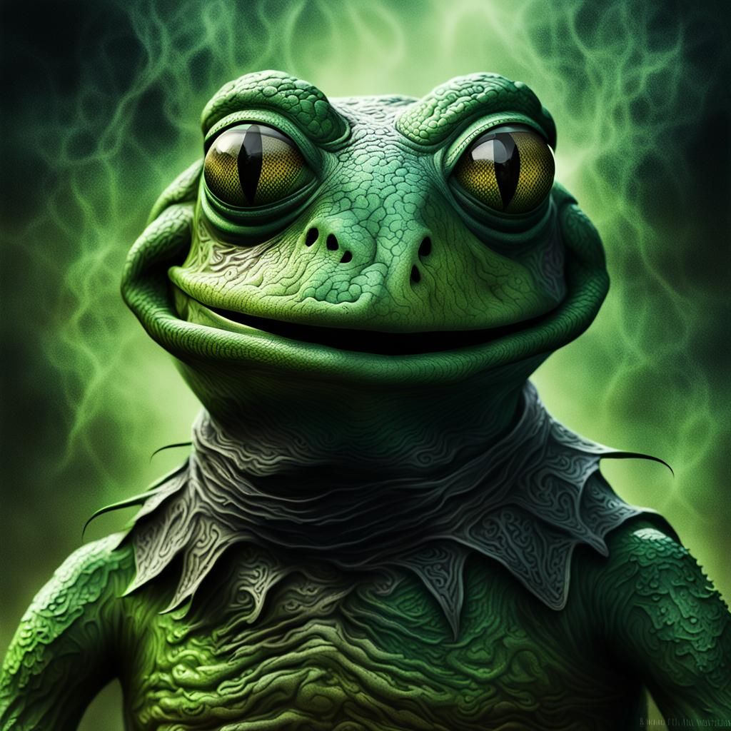 Eerie Dark Fantasy Frog Portrait in Gothic Art Style