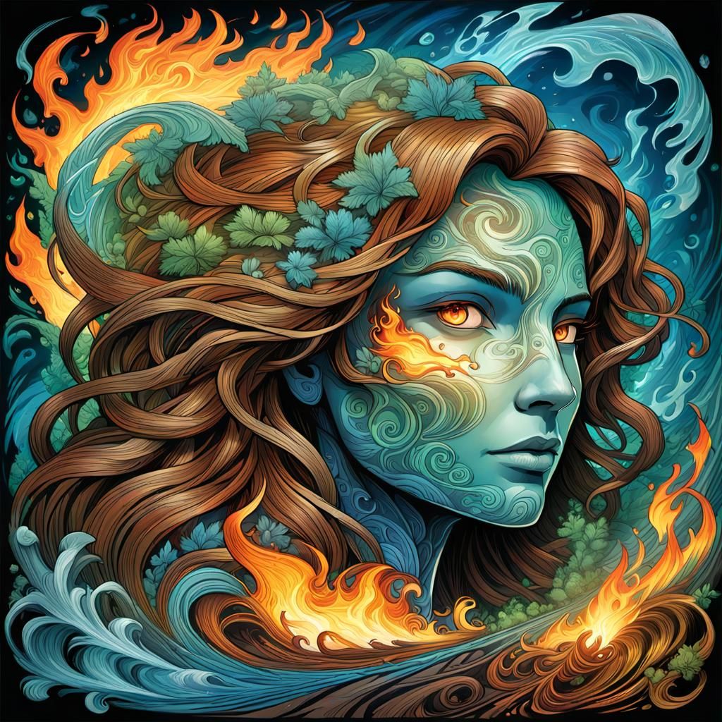 Mother Nature's Elemental Fury in Fractal Art